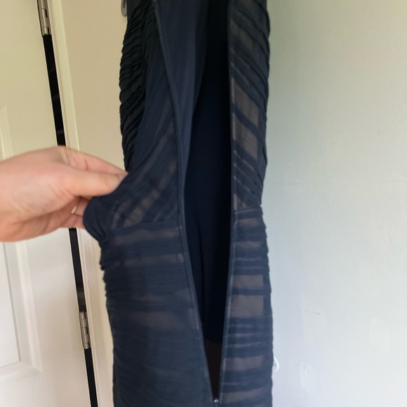 Tadashi Soji pleated navy dress, (worn one time) bought at Nordstrom for $350. - Picture 4 of 9